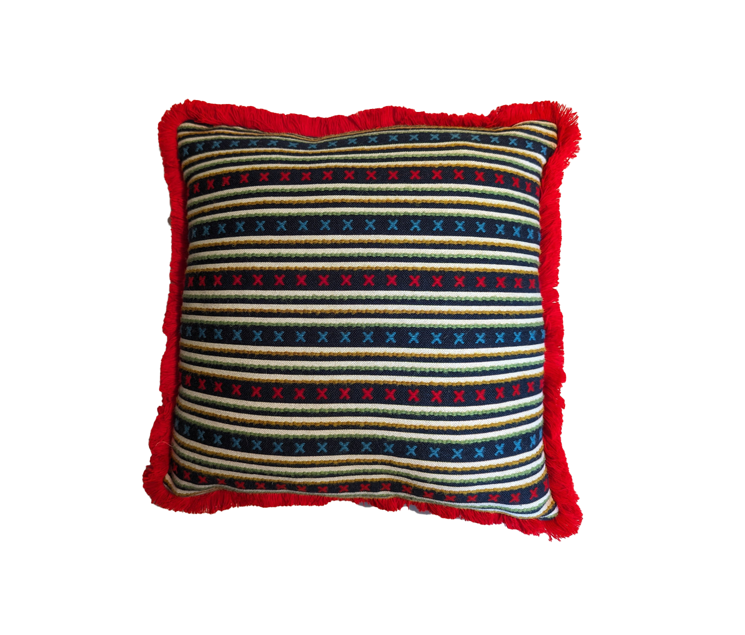 Blue & Red - Criss Cross Patterned Cushions